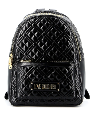 Shop Love Moschino Matelasse Backpack In Black