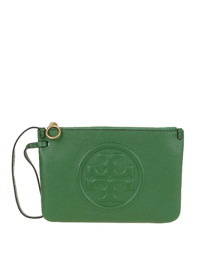 Shop Tory Burch Perry Wristlet Pouch In Green