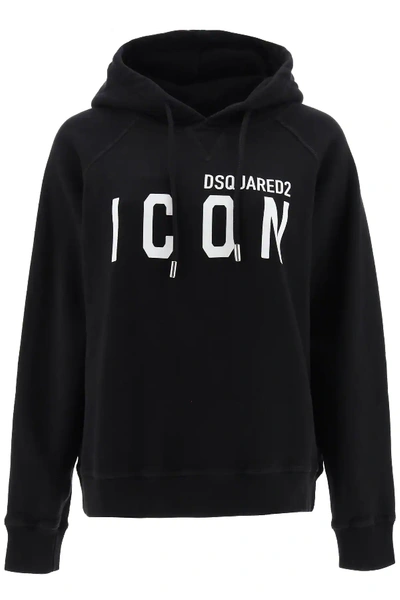 Shop Dsquared2 Icon Hoodie In Black,white