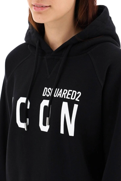 Shop Dsquared2 Icon Hoodie In Black,white