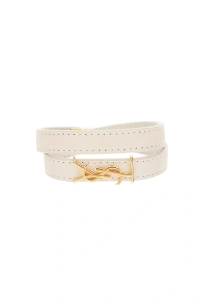 Shop Saint Laurent Opyum Bracelet In Beige,gold