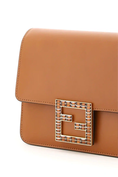 Shop Fendi Fab Crystal Bag In Brown,orange