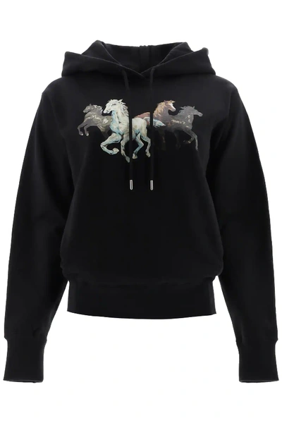 Shop Kenzo Horses Hoodie In Black