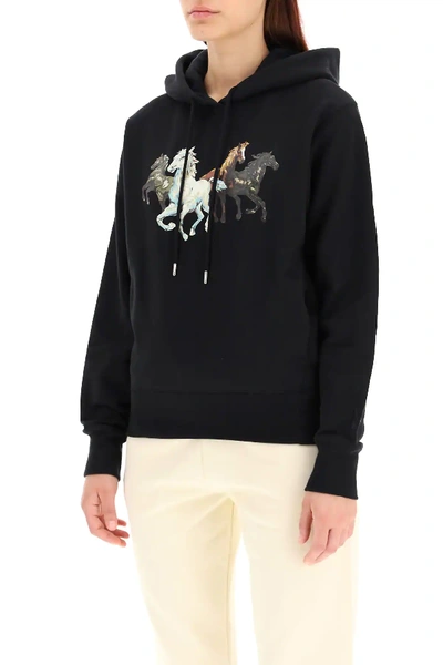 Shop Kenzo Horses Hoodie In Black