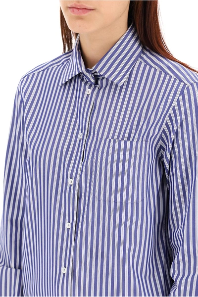 Shop Weekend Max Mara Striped Poplin Shirt In Blue,white