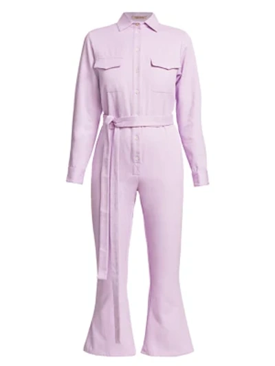 Shop Maggie Marilyn Bite The Bullet Organic Cotton Kick-flare Jumpsuit In Lavender
