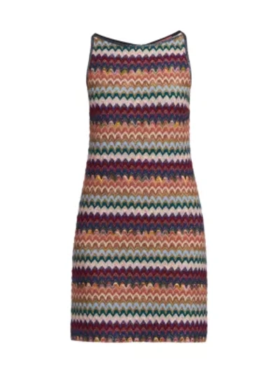 Shop Missoni Scalloped Chevron Knit Shift Dress In Multi
