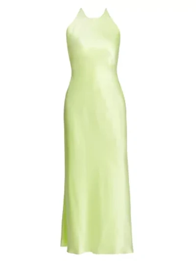 Shop Rosetta Getty Women's Cross-back Strap Satin Slip Dress In Lime