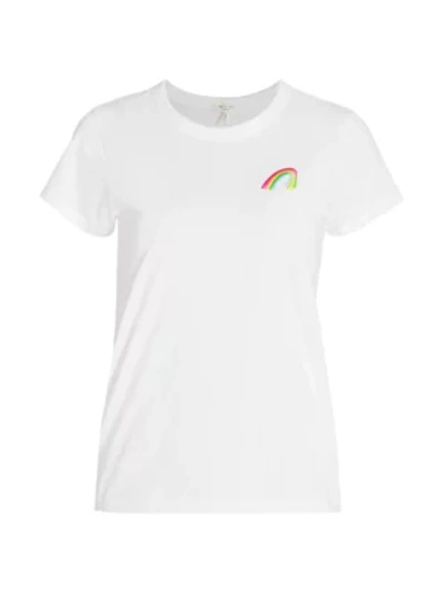 Shop Rag & Bone Rainbow Pima Cotton T-shirt In White