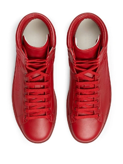 Shop Gucci Ace High-top Sneakers In Red