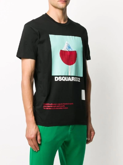 Shop Dsquared2 Graphic Print Cotton T-shirt In Black