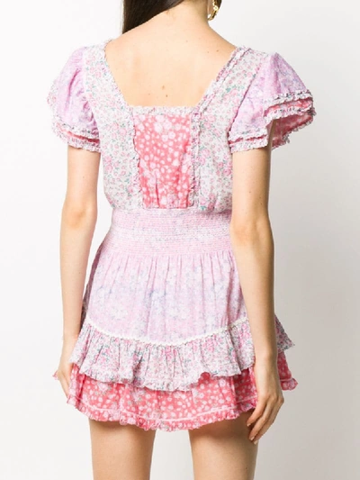 Shop Loveshackfancy Square-neck Floral Print Dress In Pink