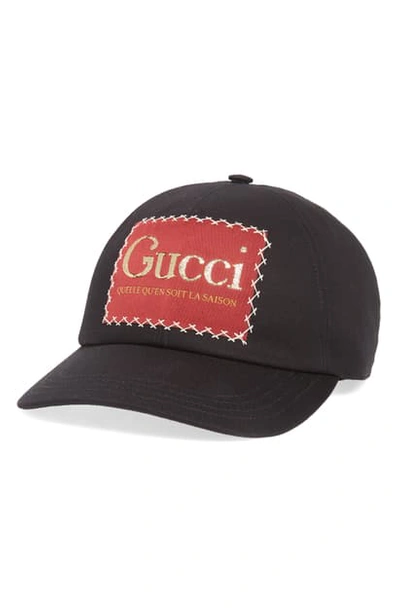 Shop Gucci La Saison Logo Label Drill Baseball Cap In Black