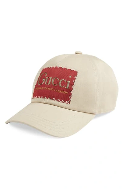 Shop Gucci La Saison Logo Label Drill Baseball Cap In Lead