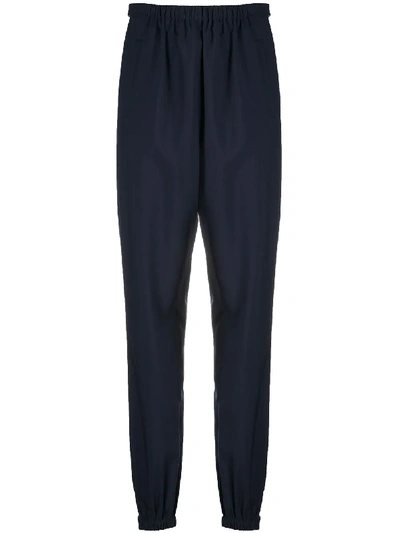 Shop Prada Virgin Wool Track Pants In Blau