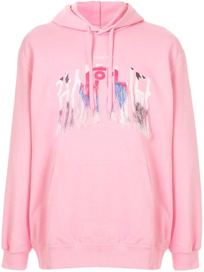 Shop Doublet Embroidered Fringed Hoodie In Pink