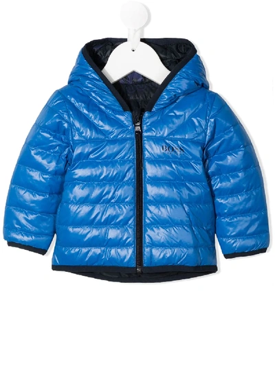 Shop Hugo Boss Reversible Puffer Coat In Blue