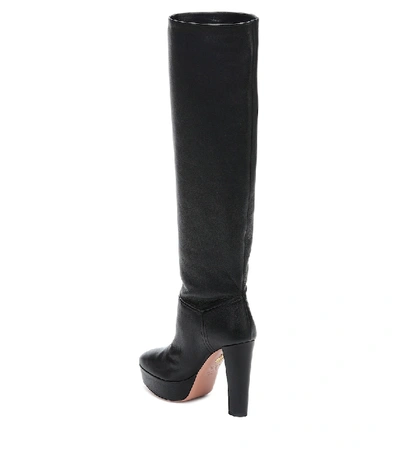 Shop Aquazzura Chambord Leather Knee-high Boots In Black
