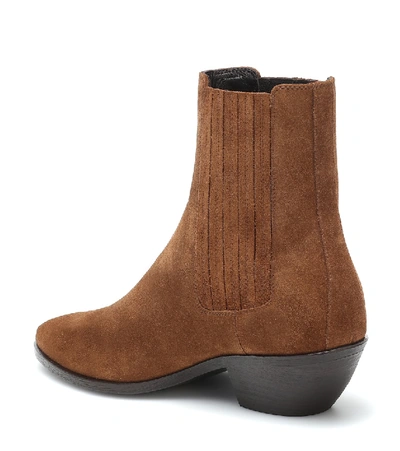 Shop Saint Laurent West 45 Suede Ankle Boots In Brown