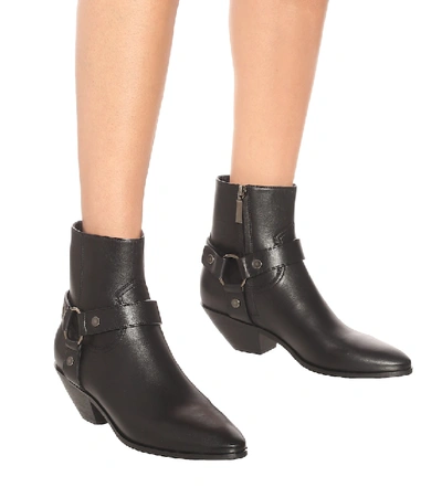 Shop Saint Laurent West 45 Leather Ankle Boots In Black