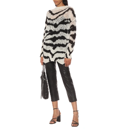 Shop Stella Mccartney Zebra-print Wool-blend Sweater In White