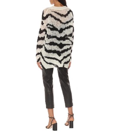Shop Stella Mccartney Zebra-print Wool-blend Sweater In White