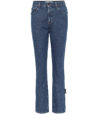 Shop Off-white High-rise Slim Fit Jeans In Blue