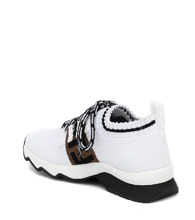 Shop Fendi Rococo Mesh Knit Sneakers In White