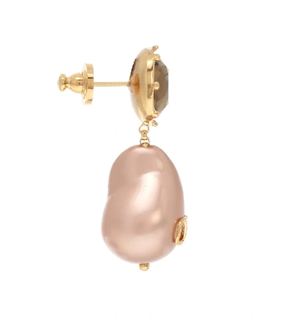 Shop Valentino Vlogo Bead Pearls And Crystal Earrings In Pink