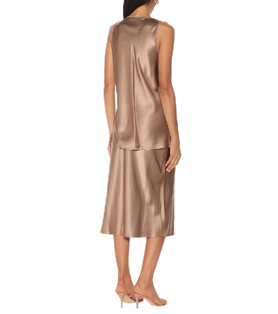 Shop Joseph Belva Silk-satin Tank Top In Brown