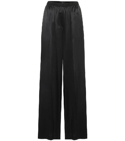 Shop Joseph Taffy Wide-leg Silk-satin Pants In Black