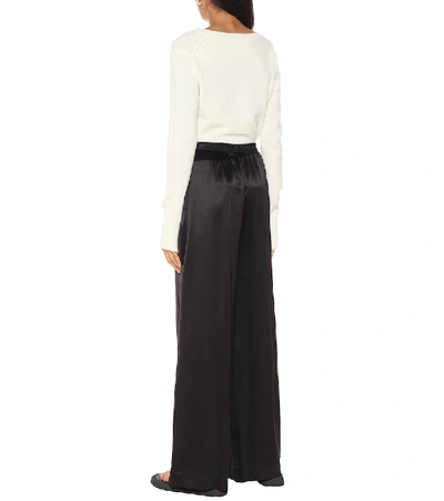 Shop Joseph Taffy Wide-leg Silk-satin Pants In Black