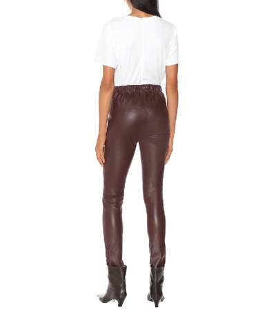 Shop Joseph Mid-rise Leather Leggings In Red