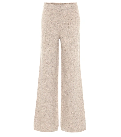 Shop Joseph High-rise Tweed Knit Pants In Beige