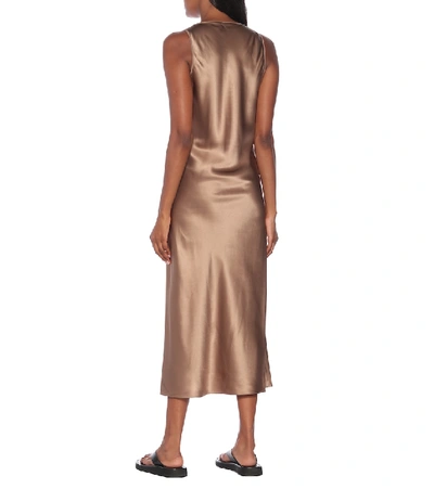 Shop Joseph Daris Silk-satin Midi Dress In Brown