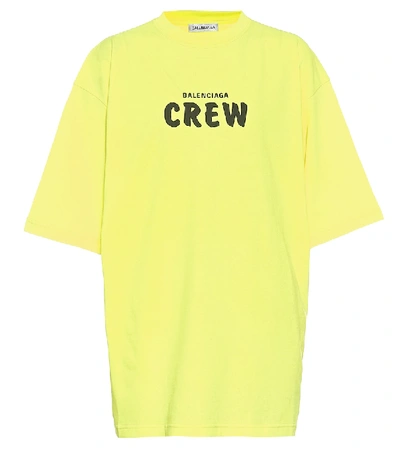 Shop Balenciaga Oversized Cotton Jersey T-shirt In Yellow