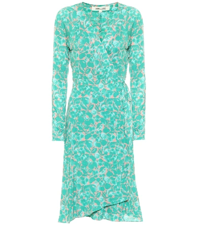 Shop Diane Von Furstenberg Karina Printed Silk Crêpe Wrap Dress In Green