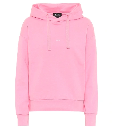 Shop Apc Cotton Jersey Hoodie In Pink