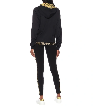 Shop Versace Barrocco Jersey Hoodie In Nero