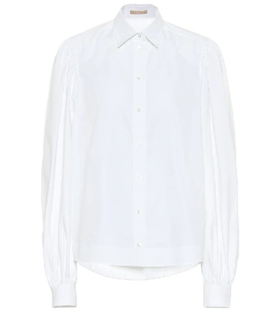 Shop Alaïa Puff-sleeve Cotton Poplin Shirt In White