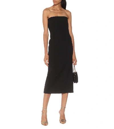 Shop Givenchy Strapless Bustier Midi Dress In Black