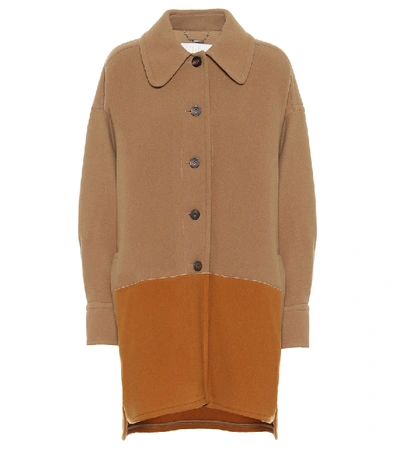 Shop Chloé Colorblocked Wool-blend Coat In Brown