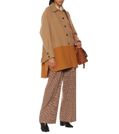 Shop Chloé Colorblocked Wool-blend Coat In Brown