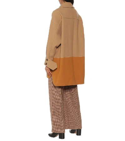 Shop Chloé Colorblocked Wool-blend Coat In Brown