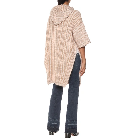 Shop Chloé Wool And Mohair-blend Hooded Poncho In Beige