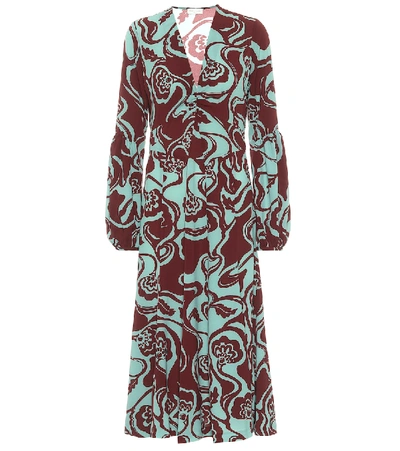 Shop Dries Van Noten Floral Midi Dress In Green