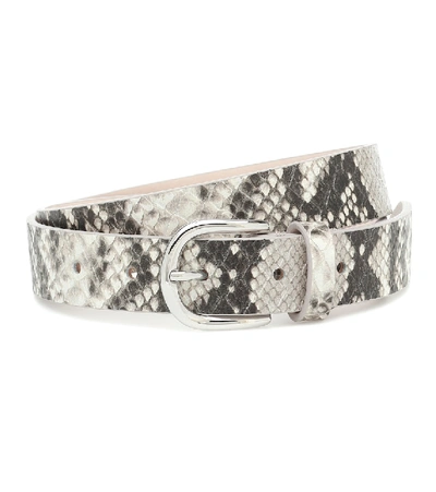 Shop Isabel Marant Zap Snake-effect Leather Belt In Grey