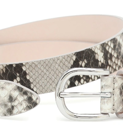 Shop Isabel Marant Zap Snake-effect Leather Belt In Grey