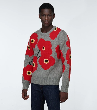 Shop Ami Alexandre Mattiussi Coquelicot Knitted Sweater In Grey