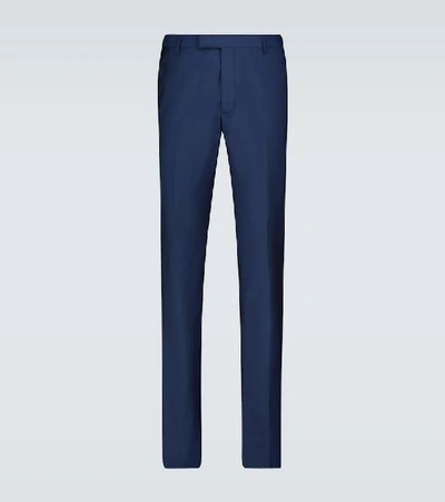 Shop Berluti Wool Tailored Pants In Blue